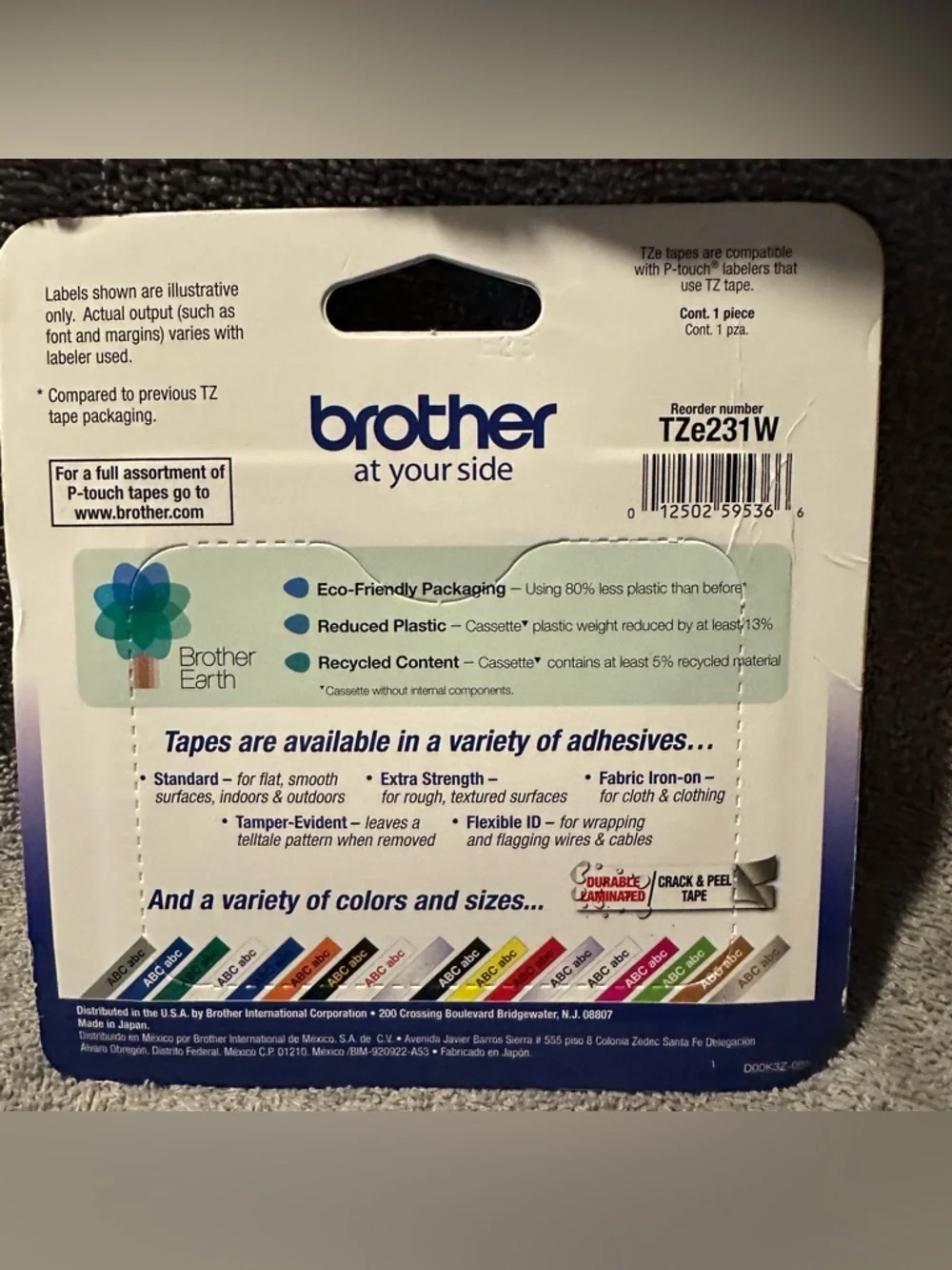 Brother Genuine P-touch TZe-231 Laminated Label Tape 0.47”x26.2ft SEALED